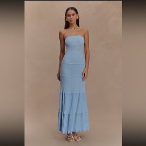 Meshki Finley pointelle Knit Maxi Dress - Cornflower blue